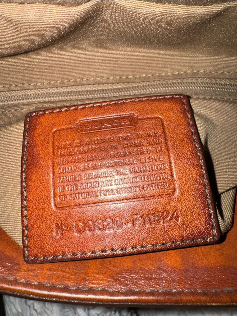 Coach Leatherware Leather F11524 Cognac Glove-Tanned Leather Shoulder ZipTop Bag